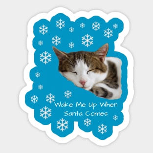 Cute Sleeping Cat Santa Christmas Sticker